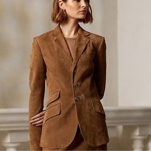 Ralph Lauren Blue Label Women’s Brown Leather Blazer Size 6 Excellent condition